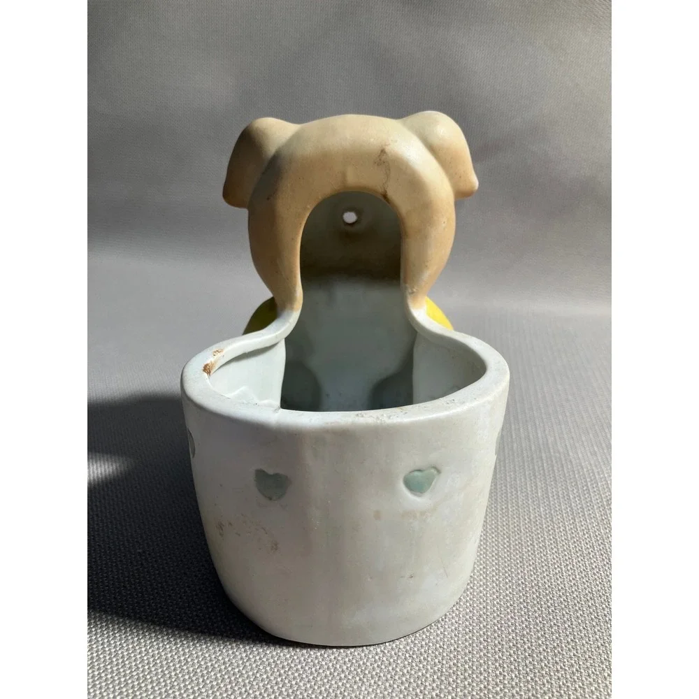 Pig Wearing‎ Overalls Planter Yellow Green Heart Baby Bottle Matte No Chips